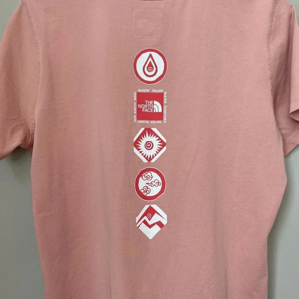 NWOT The North Face Womens Large Himalayan Bottle Short Sleeve Pink Logo T-Shirt - Picture 12 of 16